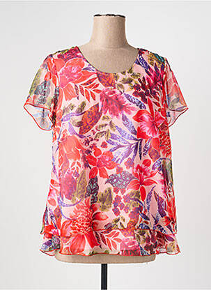 Top tissage crêpe manches courtes rose TELMAIL femme