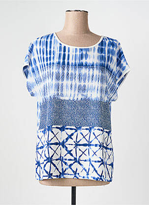 Top tissage crêpe manches courtes bleu TELMAIL femme