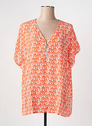 Top imprimé fantaisie manches courtes orange DIANE LAURY femme