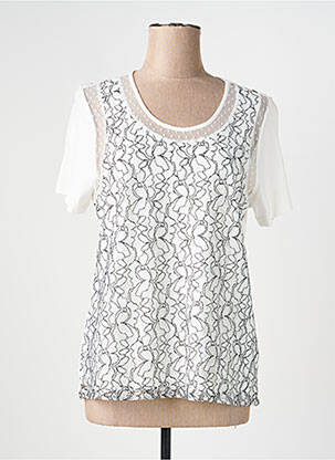T-shirt stretch manches courtes blanc FRANCE RIVOIRE femme
