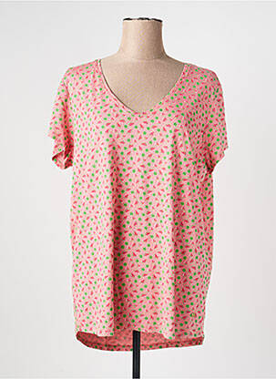 T-shirt imprimé fantaisie manches courtes rose C'EST BEAU LA VIE femme