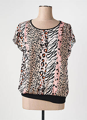 Top imprimé fantaisie manches courtes noir TELMAIL femme