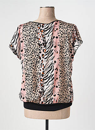 Top imprimé fantaisie manches courtes noir TELMAIL femme