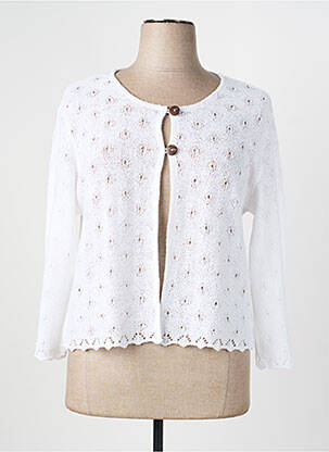 Gilet manches longues fermeture boutonnée sur le devant blanc PLURIELLES femme