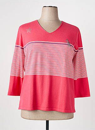 Pull coupe droite manches 3/4 rose I.ODENA femme