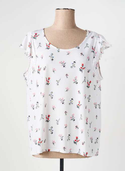Top stretch manches courtes blanc C'EST BEAU LA VIE femme