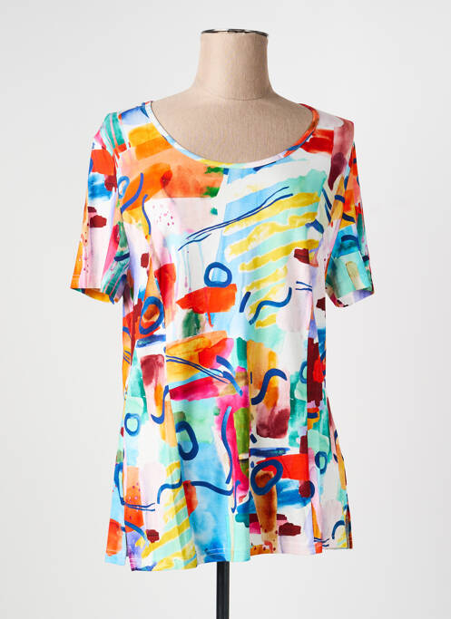 T-shirt imprimé fantaisie manches courtes bleu FRANCE RIVOIRE femme