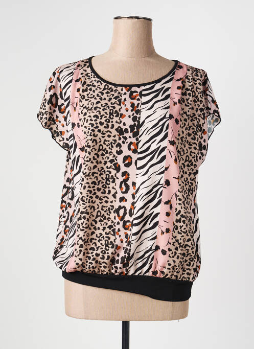 Top imprimé fantaisie manches courtes noir TELMAIL femme