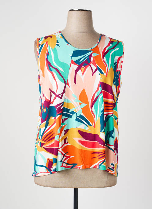 Top imprimé fantaisie manches courtes orange GEVANA femme