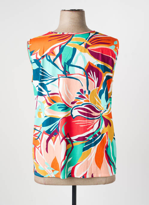 Top imprimé fantaisie manches courtes orange GEVANA femme