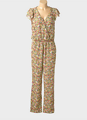 Combi-pantalon col cache-coeur manches courtes jaune C'EST BEAU LA VIE femme