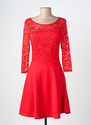 Robe mi-longue manches longues manches longues rouge CHARMING GIRL femme
