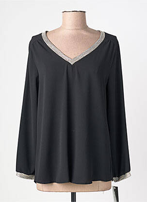 Top tissage crêpe manches longues noir CHARMING GIRL femme