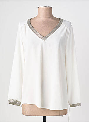 Top tissage crêpe manches longues blanc CHARMING GIRL femme