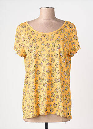 T-shirt imprimé fantaisie manches courtes jaune C'EST BEAU LA VIE femme