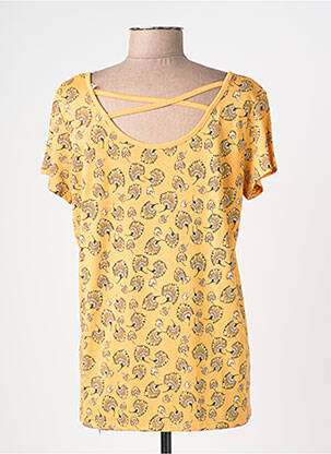 T-shirt imprimé fantaisie manches courtes jaune C'EST BEAU LA VIE femme
