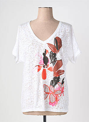 T-shirt col v manches courtes blanc TELMAIL femme