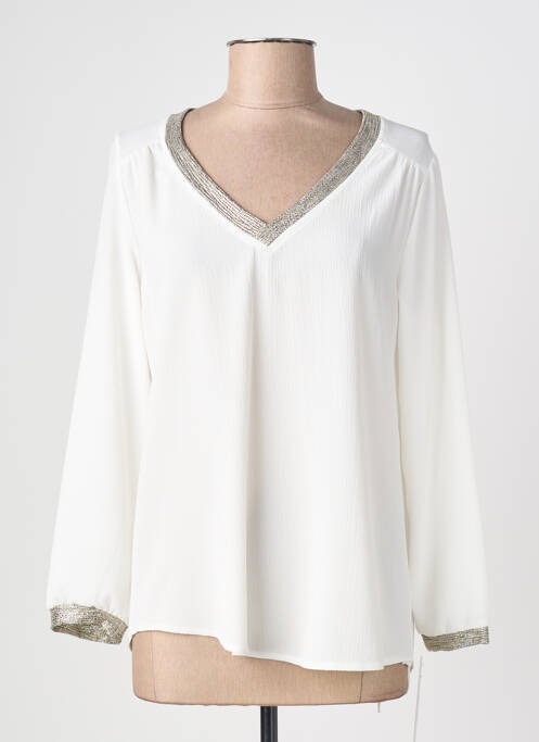 Top coupe fluide manches longues blanc CHARMING GIRL femme