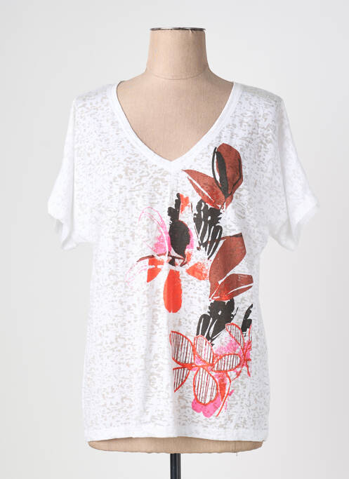 T-shirt col v manches courtes blanc TELMAIL femme
