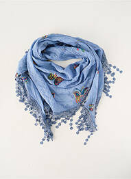 Foulard tissage popeline bleu JEAN BAPTISTE RAUTUREAU femme