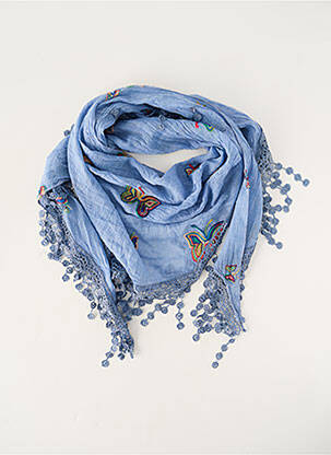 Foulard tissage popeline bleu JEAN BAPTISTE RAUTUREAU femme