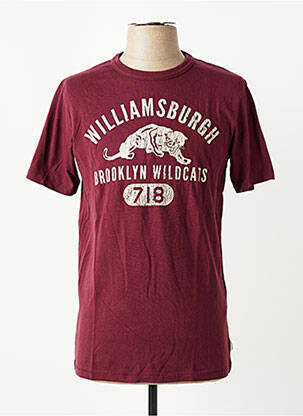 T-shirt coupe cintrée manches courtes rouge JACK & JONES homme
