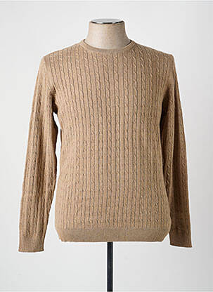 Pull col rond manches longues beige JACK & JONES homme