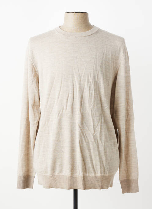 Pull col rond manches longues beige JACK & JONES homme