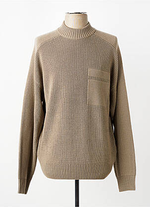Pull col rond manches longues marron HUGO BOSS homme