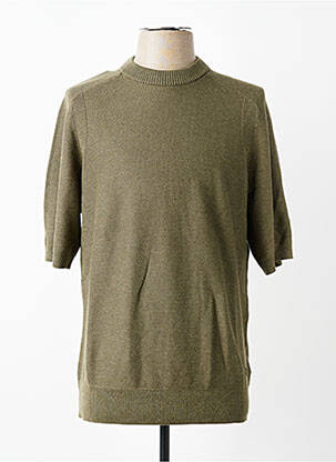 Pull maille souple et aérée manches courtes vert HUGO BOSS homme