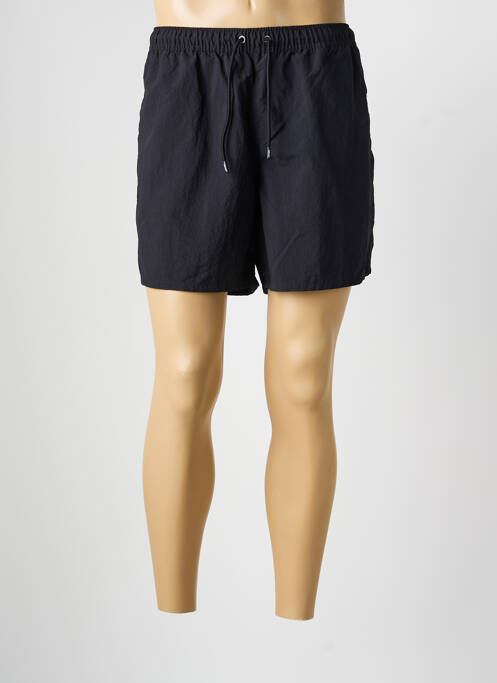 Short de bain effet matière satinée noir KWAY homme
