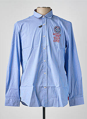 Chemise manches longues imprimé rayures bleu DELAHAYE homme