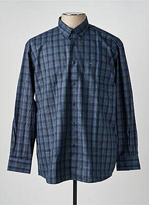 Chemise manches longues imprimé carreaux bleu LOUIS VICTOR homme