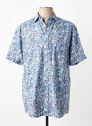 Chemise manches courtes imprimé fantaisie bleu LOUIS VICTOR homme