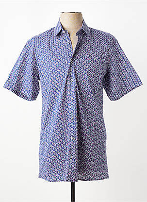 Chemise manches courtes imprimé fantaisie bleu CHATEL homme