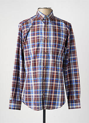 Chemise manches longues imprimé écossais bleu LUI homme