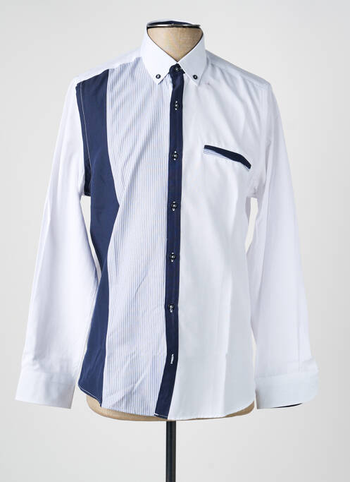Chemise manches longues imprimé rayures blanc CAP 10 TEN homme