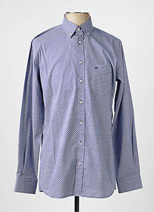 Chemise manches longues imprimé fantaisie bleu CHATEL homme