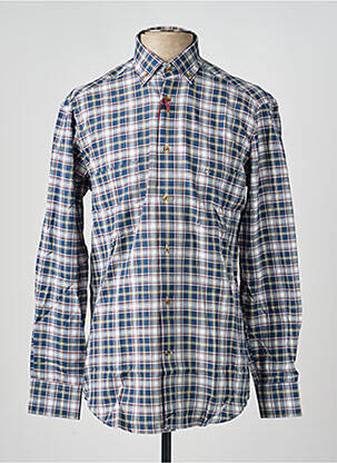 Chemise manches longues imprimé carreaux bleu GIANNI VALLI homme