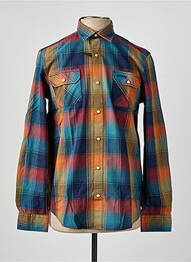 Chemise manches longues imprimé carreaux bleu DELAHAYE homme