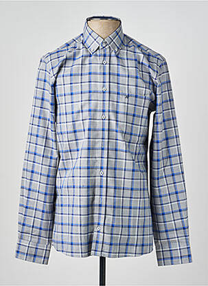 Chemise manches longues imprimé carreaux bleu CHATEL homme