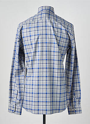 Chemise manches longues imprimé carreaux bleu CHATEL homme