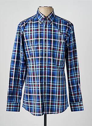 Chemise manches longues imprimé carreaux bleu LUI homme