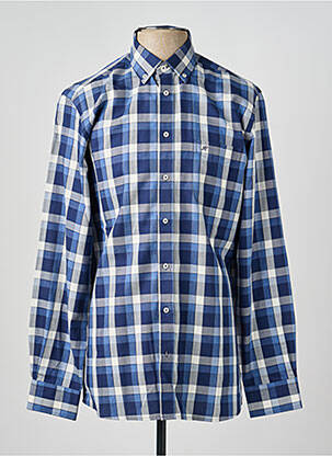 Chemise manches longues imprimé carreaux bleu CHATEL homme