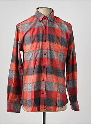 Chemise manches longues imprimé carreaux orange CAP 10 TEN homme