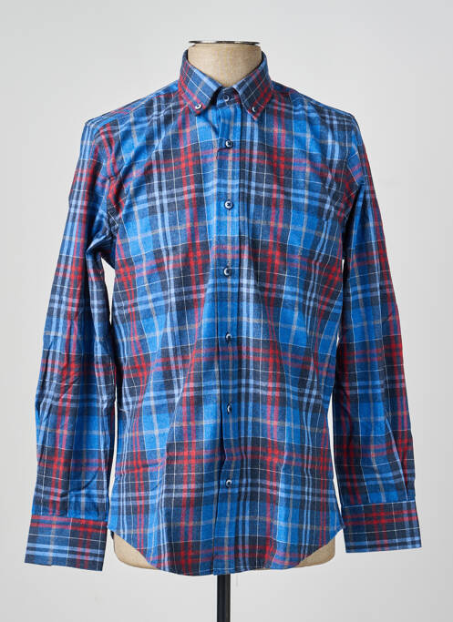 Chemise manches longues imprimé carreaux bleu CAP 10 TEN homme