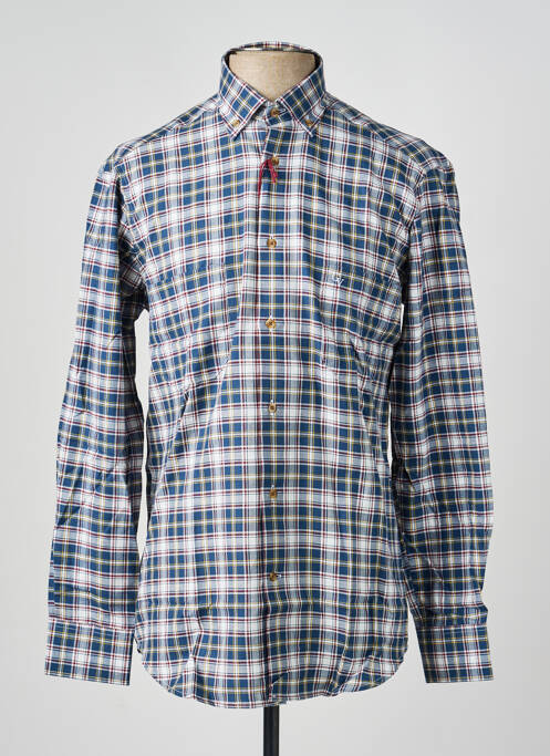 Chemise manches longues imprimé carreaux bleu GIANNI VALLI homme