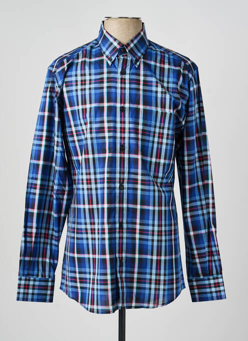 Chemise manches longues imprimé carreaux bleu LUI homme