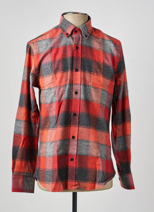 Chemise manches longues imprimé carreaux orange CAP 10 TEN homme