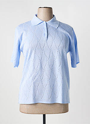 Polo coupe droite manches courtes bleu VALMODE femme